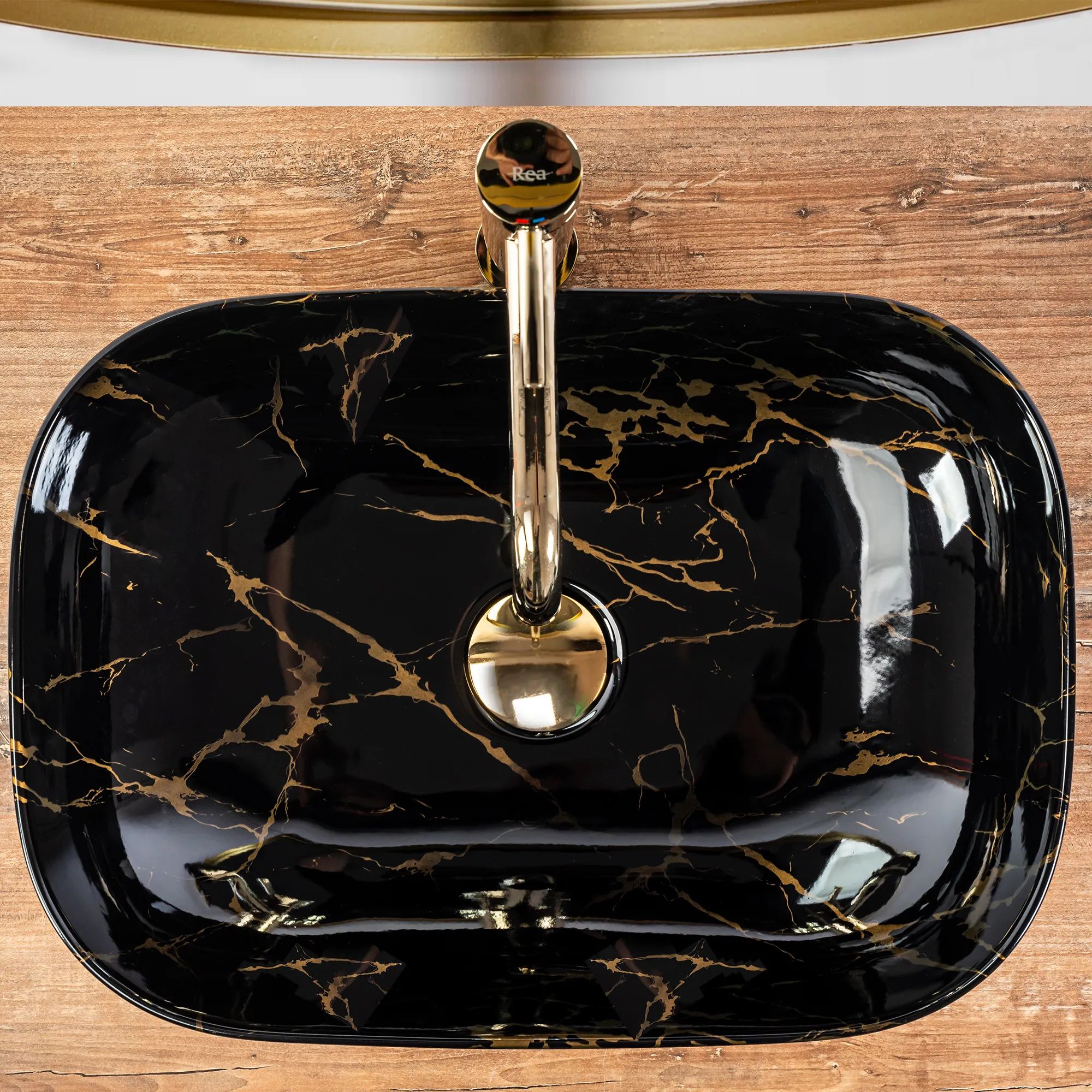Умывальник Rea Belinda Black Marble Shiny 46.5x33, REA-U8907