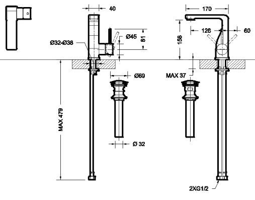 Смеситель для умывальника Bravat Arc F16061K-2