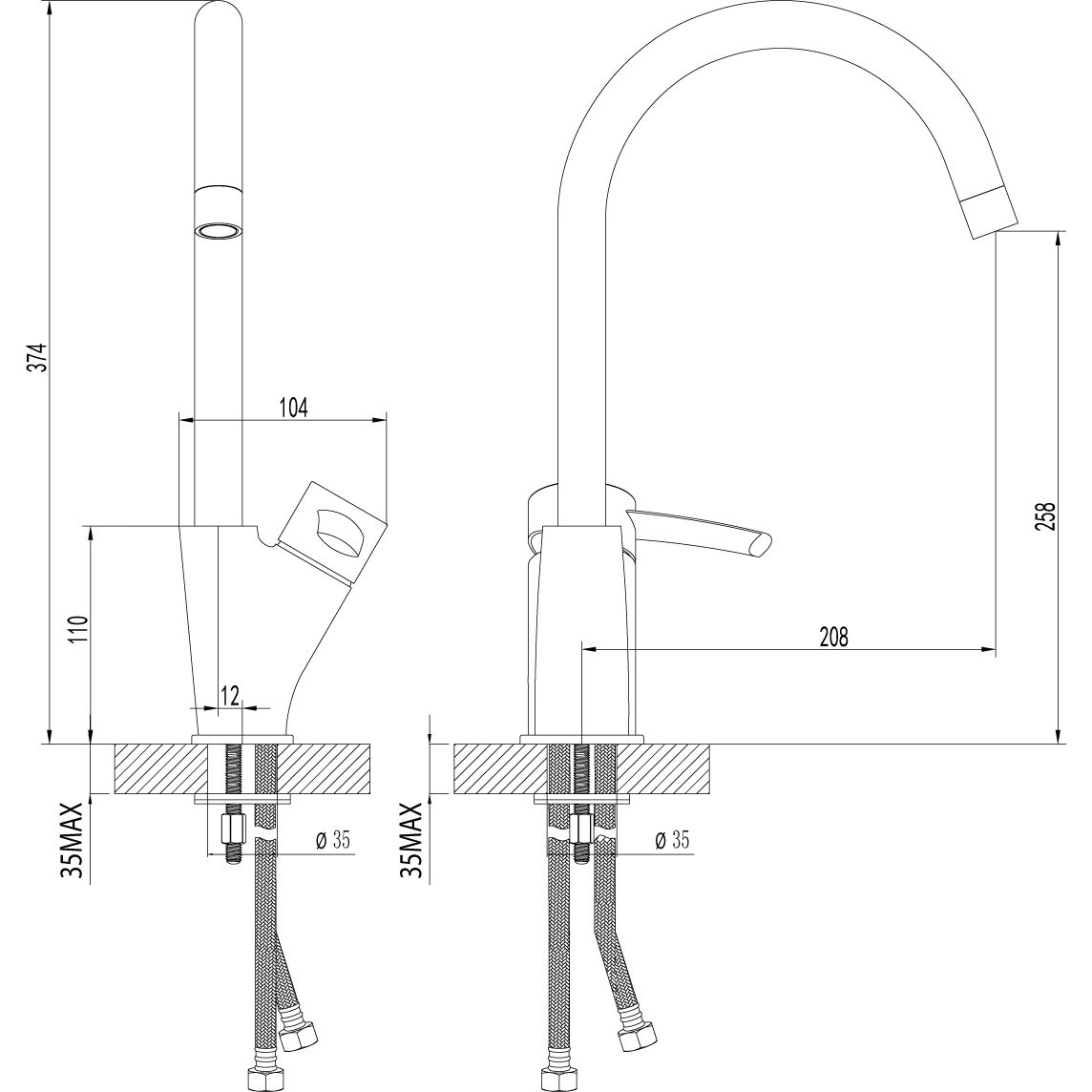 Смеситель для кухни с высоким поворотным изливом Lemark Atlantiss, LM3205C