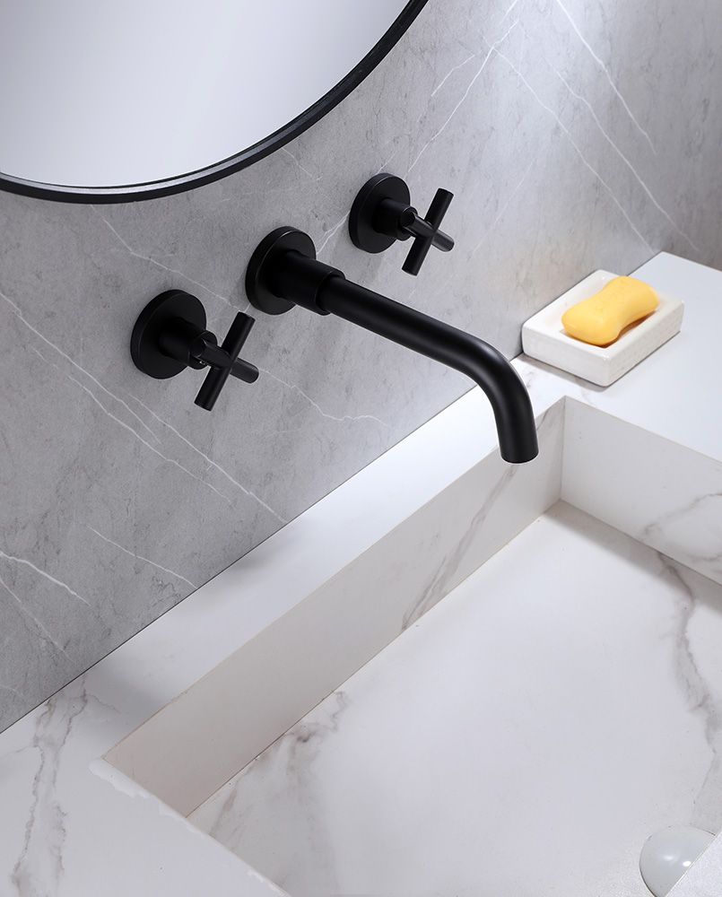 Смеситель для раковины скрытого монтажа Abber Wasser Kreis черный матовый, AF81121B