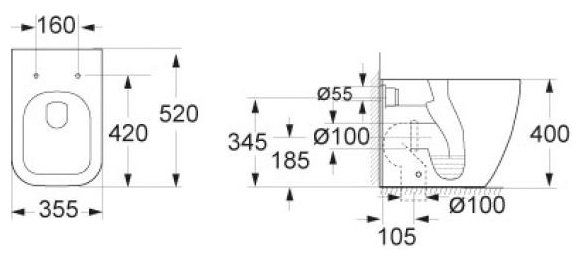 Унитаз приставной Belbagno Alpina, BB10100CB