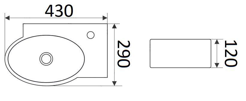 Раковина для ванной Ceramalux 43.5x30, 9100L