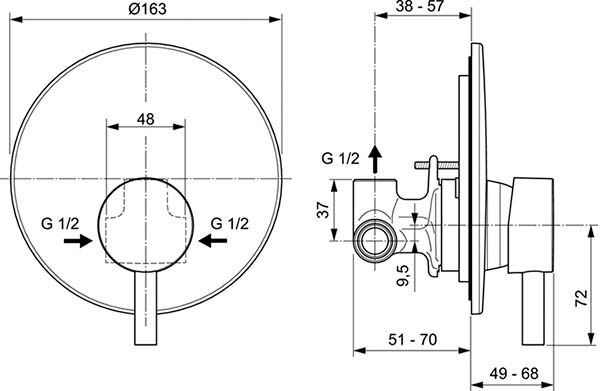 Смеситель скрытого монтажа Ideal Standard Ceraline O Black, A6940XG