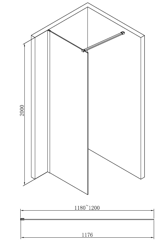 Душевая перегородка Abber Immer Offen 120, AG61120B