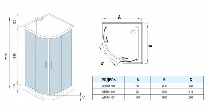 Душевая кабина WeltWasser WW500 WERRA 1001