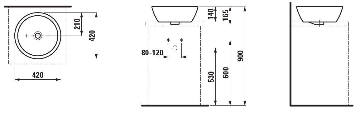 Раковина-чаша Laufen Pro 42x42, 8.1296.2.000.109.1