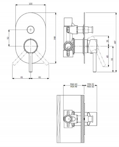 Смеситель для скрытого монтажа Villeroy & Boch Loop & Friends, TVS10600300061