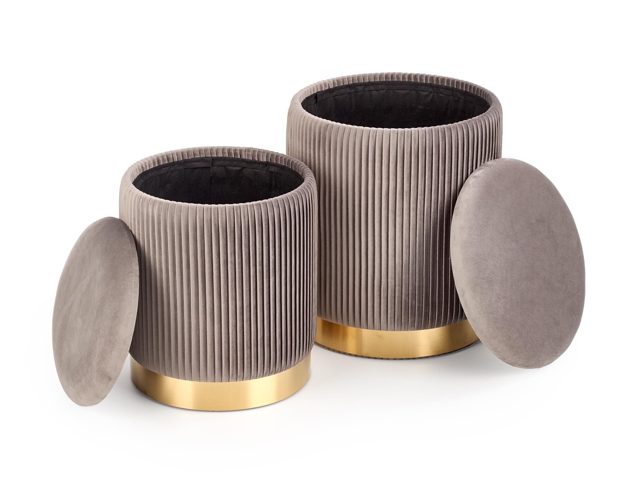 Комплект Halmar Monty (2 пуфа) серый/золотой, V-CH-MONTY-PUFA-POPIEL