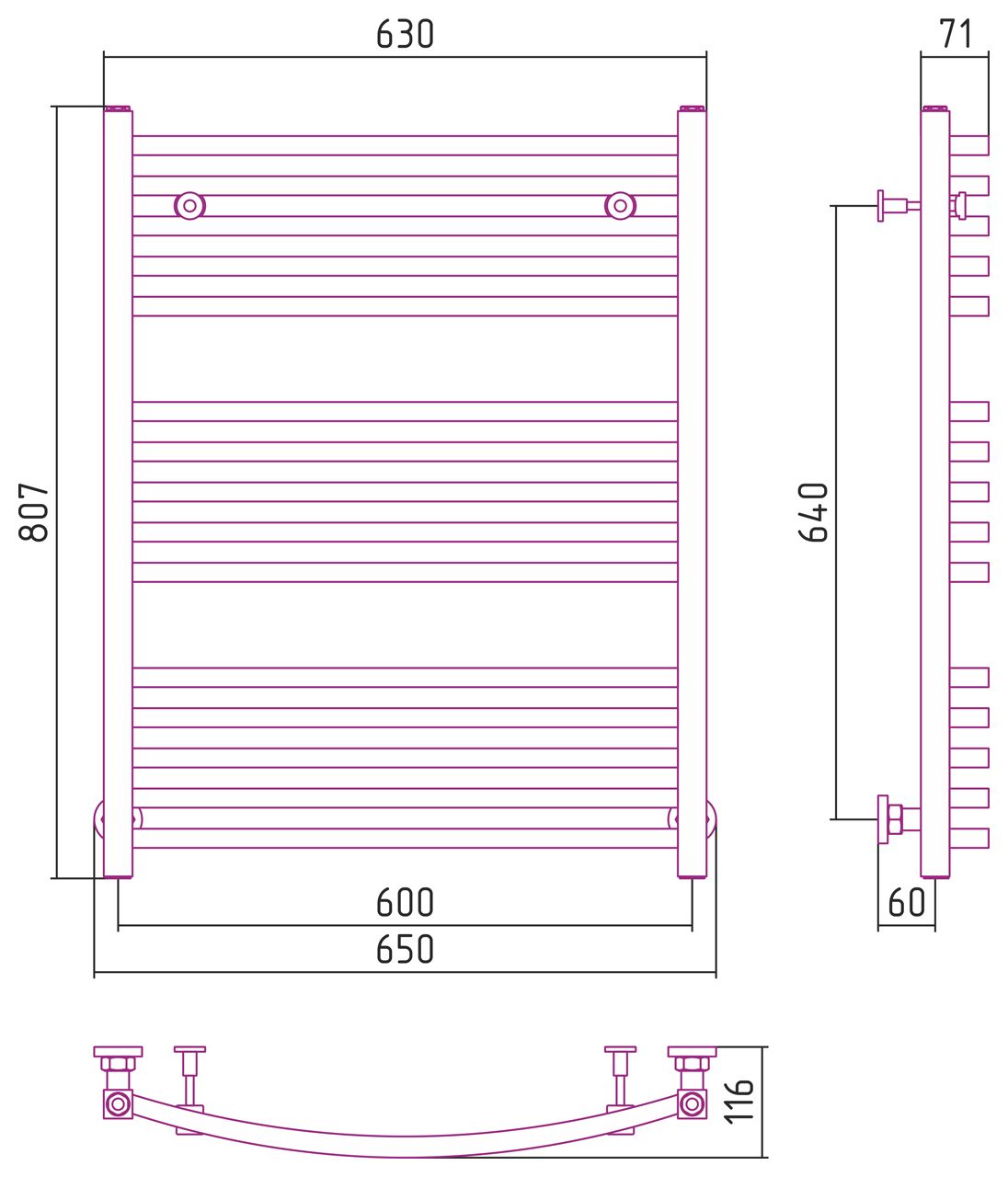 Водяной полотенцесушитель Сунержа Аркус 800x600