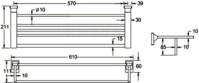 Полотенцедержатель с полкой Rose, RG1608H