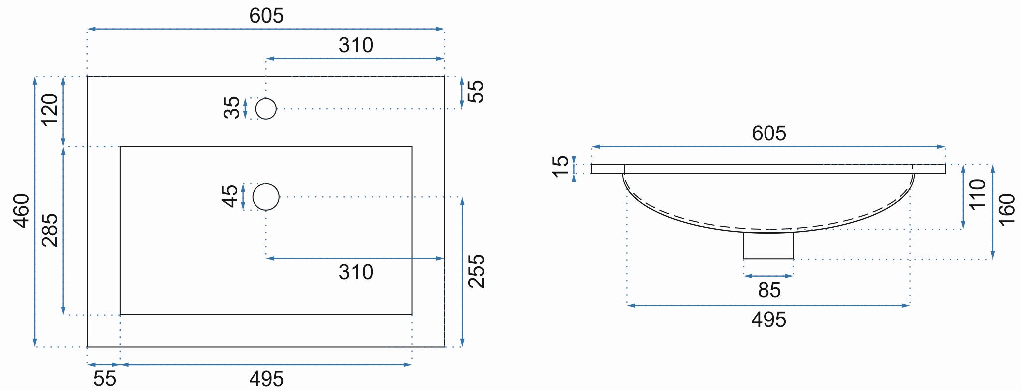 Умывальник Rea Niva 60.5x46, REA-U8904