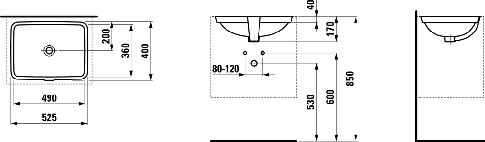 Раковина встраиваемая снизу Laufen Pro S 49x36, 8.1196.1.000.109.1