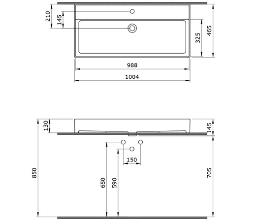 Умывальник накладной Bocchi Milano 100x46, 1378-001-0126