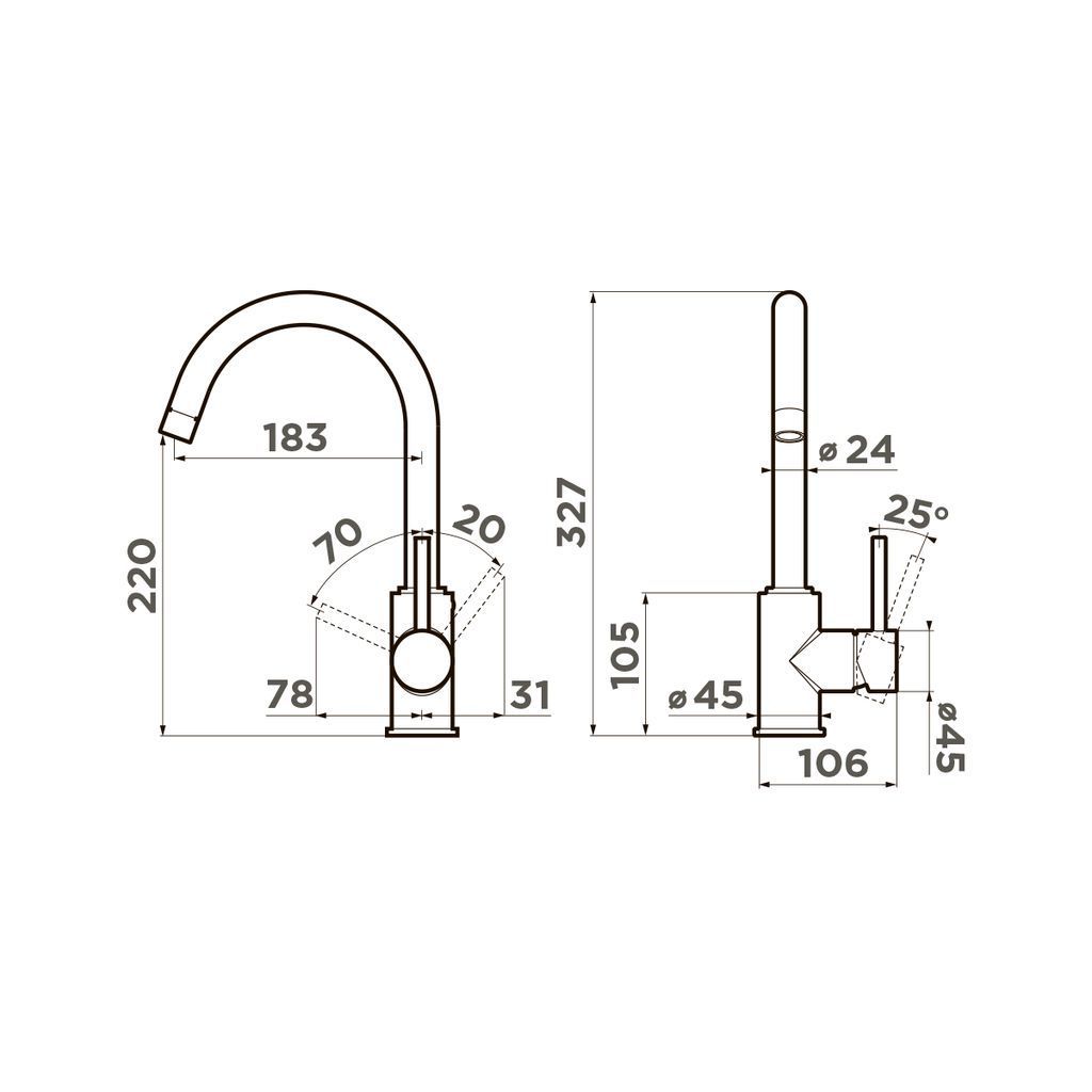Кухонный смеситель Omoikiri Shinagawa-BN, 4994230