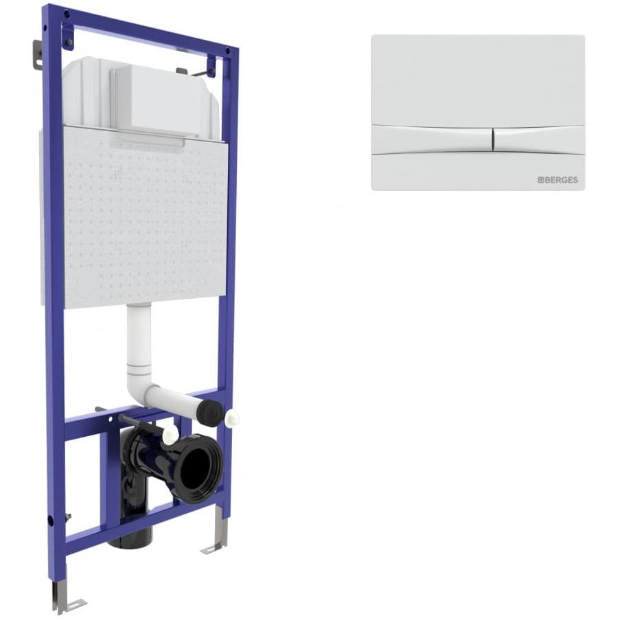 Инсталляция для скрытого монтажа унитаза Berges Novum кнопка F1 белая, 040250