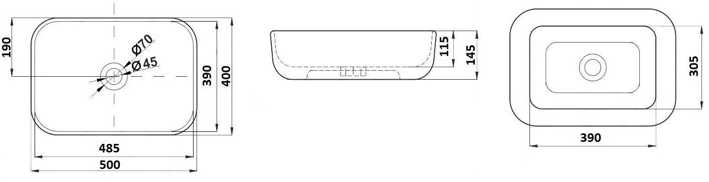Раковина для ванной Ceramalux 50.5x40.5, D1302H020