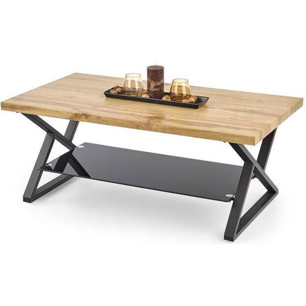 Стол журнальный Halmar Xena Prostokat натуральный дуб/черный, V-CH-XENA_PROSTOKAT-LAW