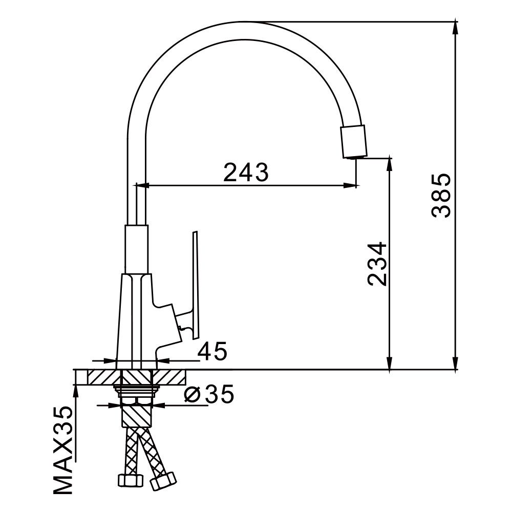 Смеситель для кухни с гибким изливом Frap F4457