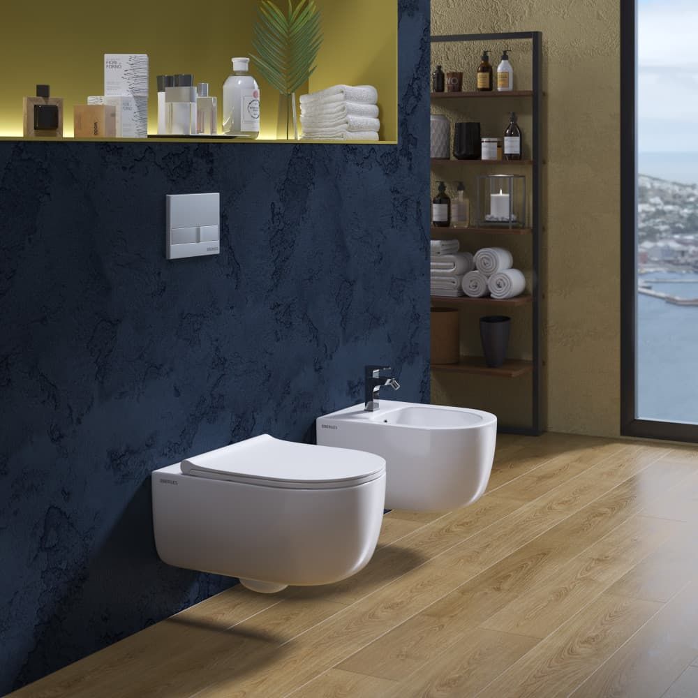 Комплект Berges Novum, кнопка L3 хром глянец, унитаз Ego XL Rimless, сиденье Toma Slim, 043203