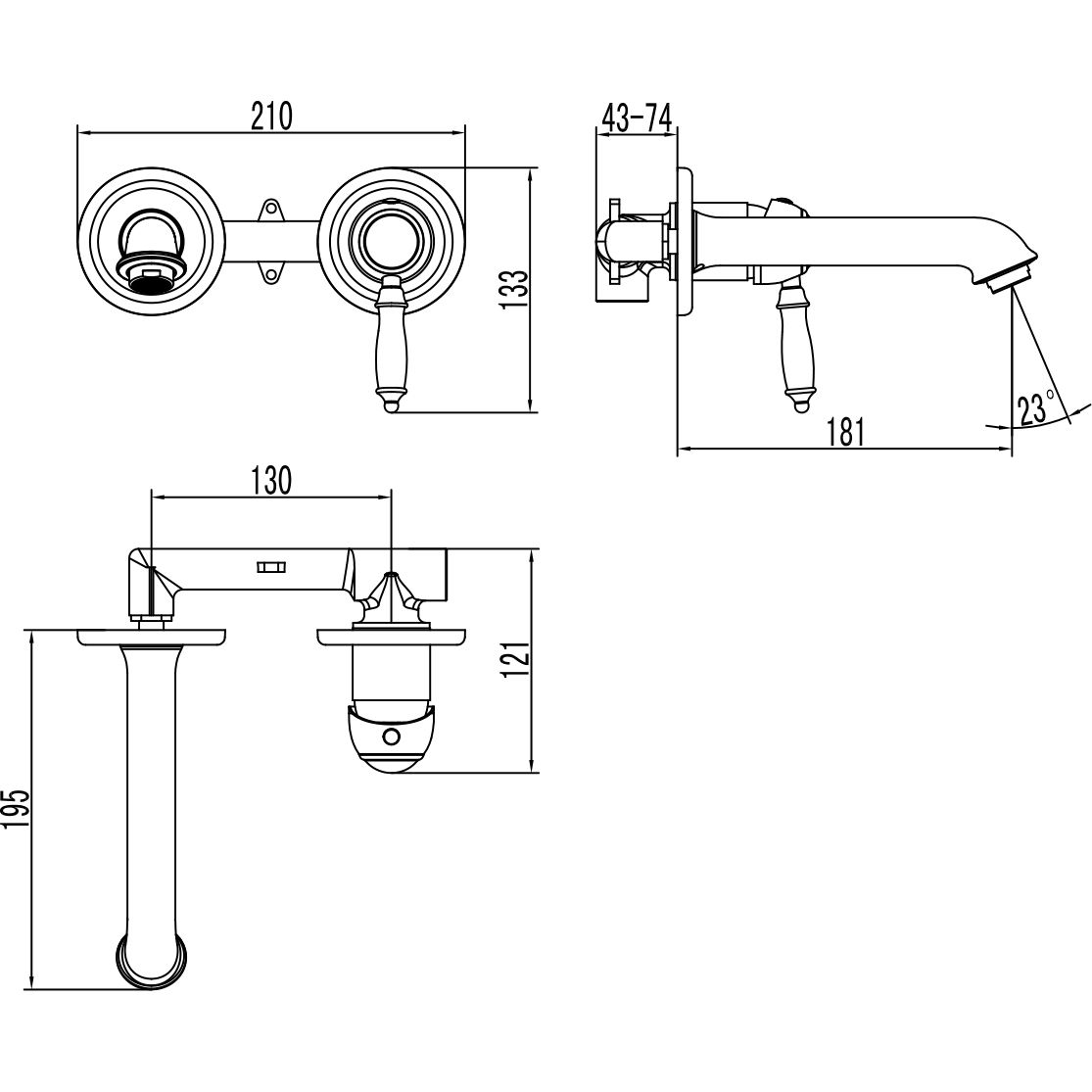 Смеситель для умывальника встраиваемый с донным клапаном клик-клак Lemark Villa, LM4826C