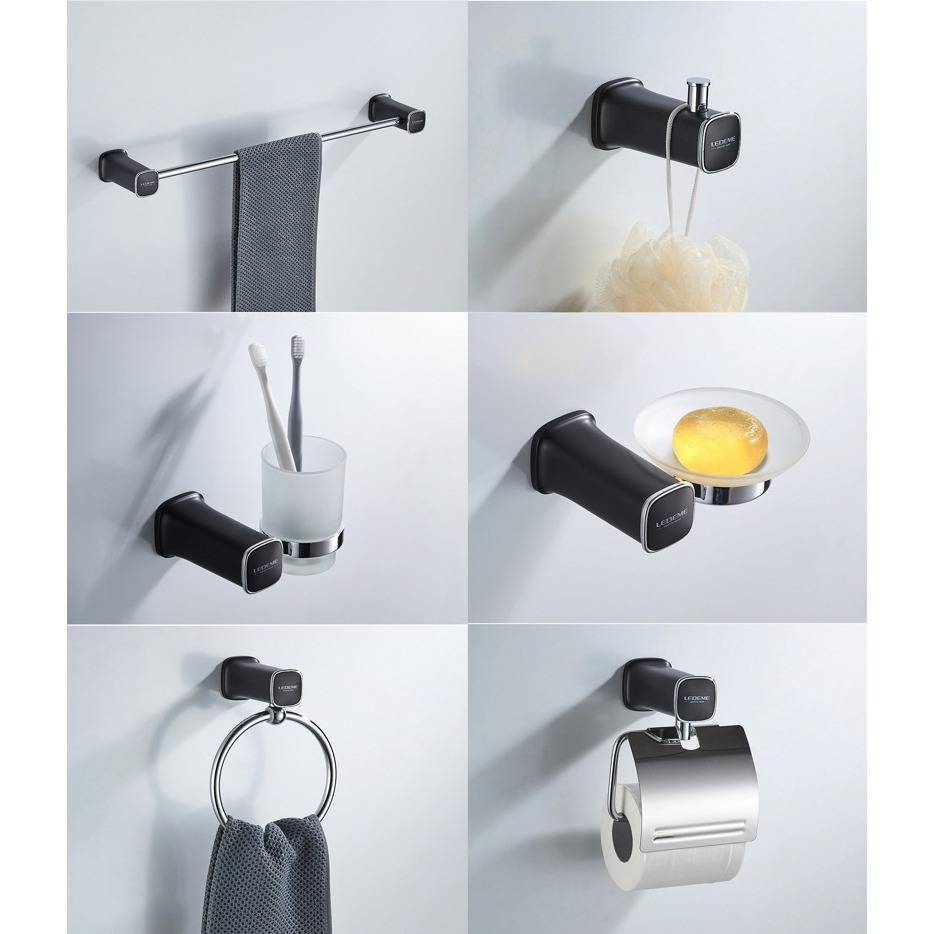 Набор из 6 аксессуаров (черный/хром) Ledeme L30200B-6