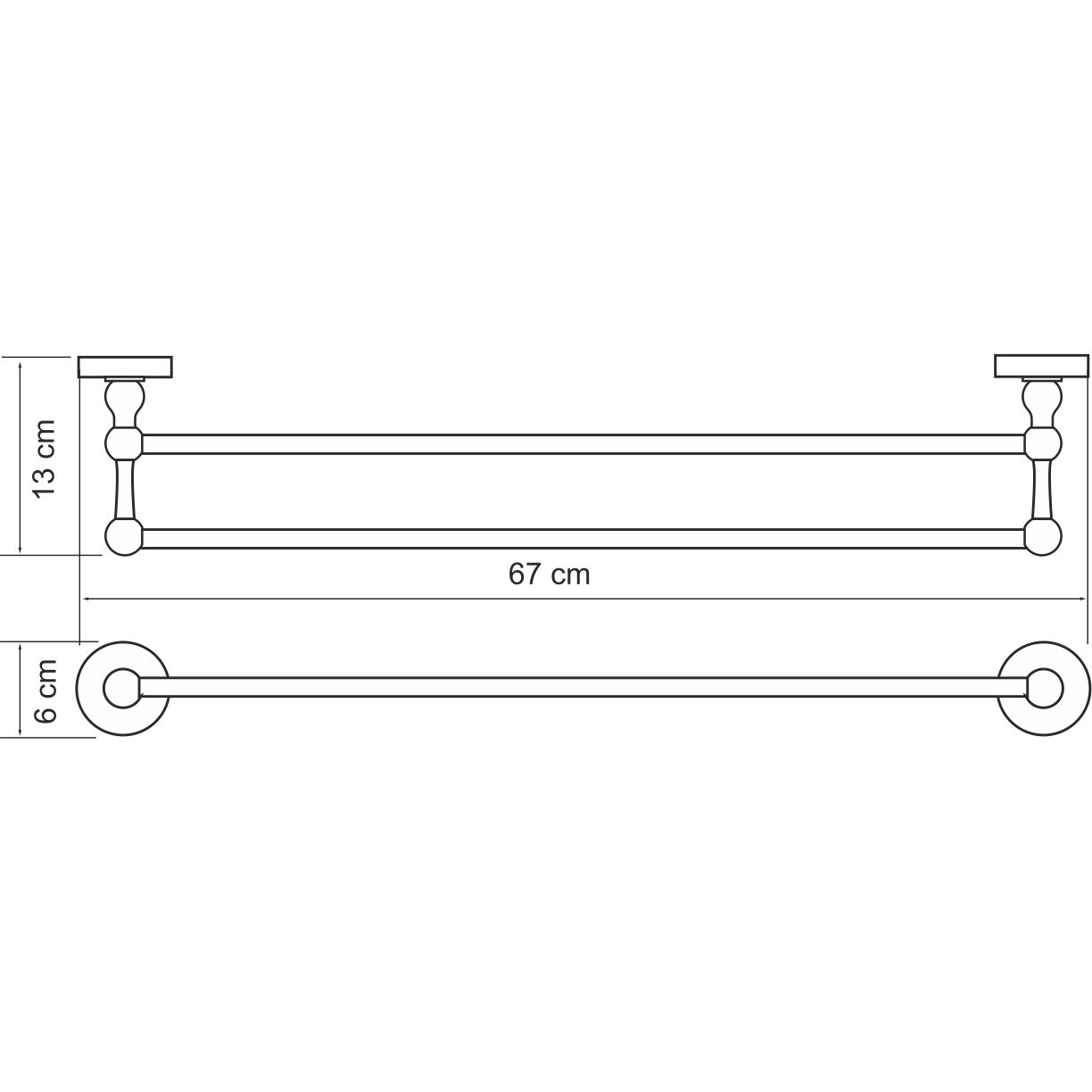 Штанга для полотенец двойная WasserKRAFT Regen, K-6940