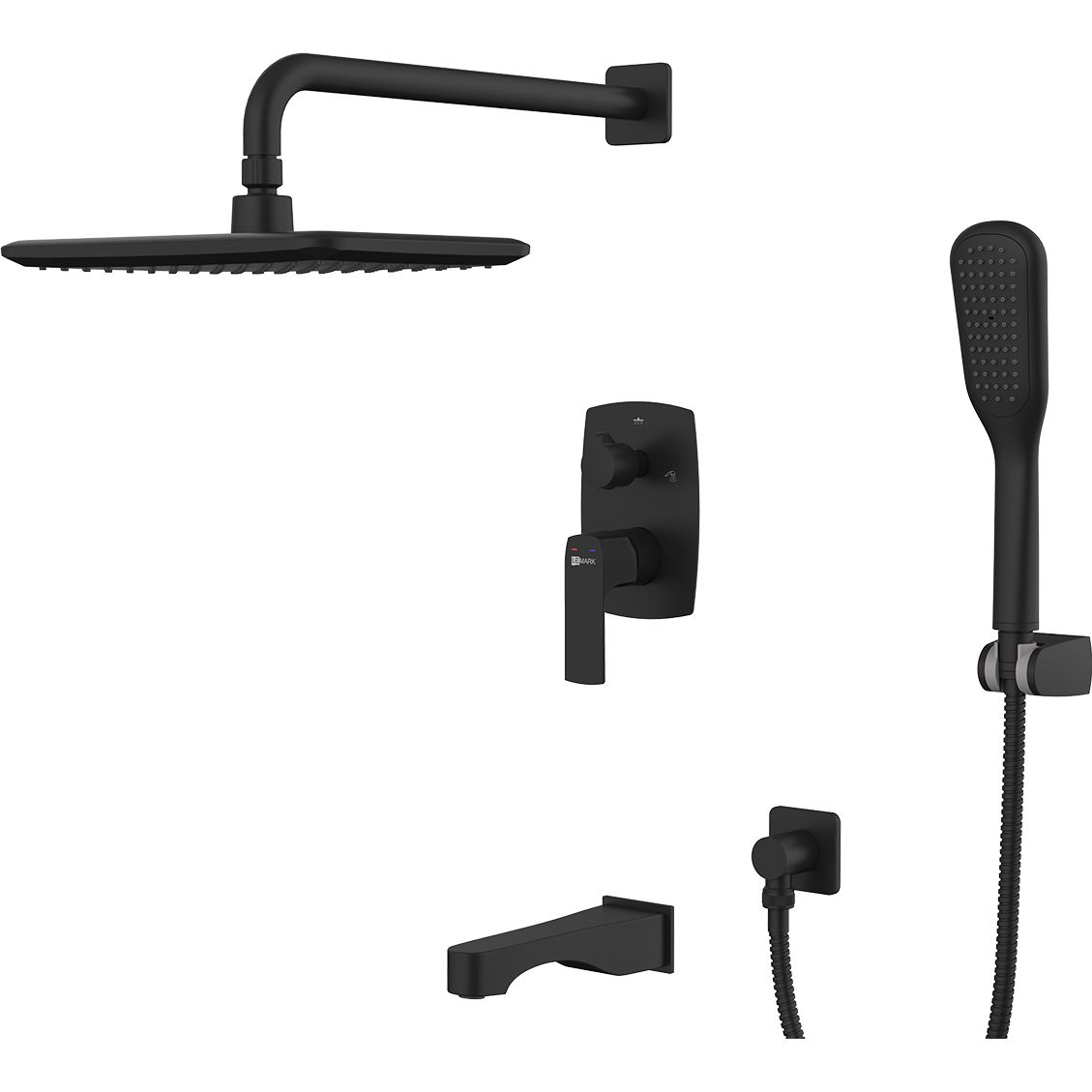 Смеситель для ванны и душа встраиваемый с дополнительной 1-функциональной лейкой Lemark Ursus, LM7222BL