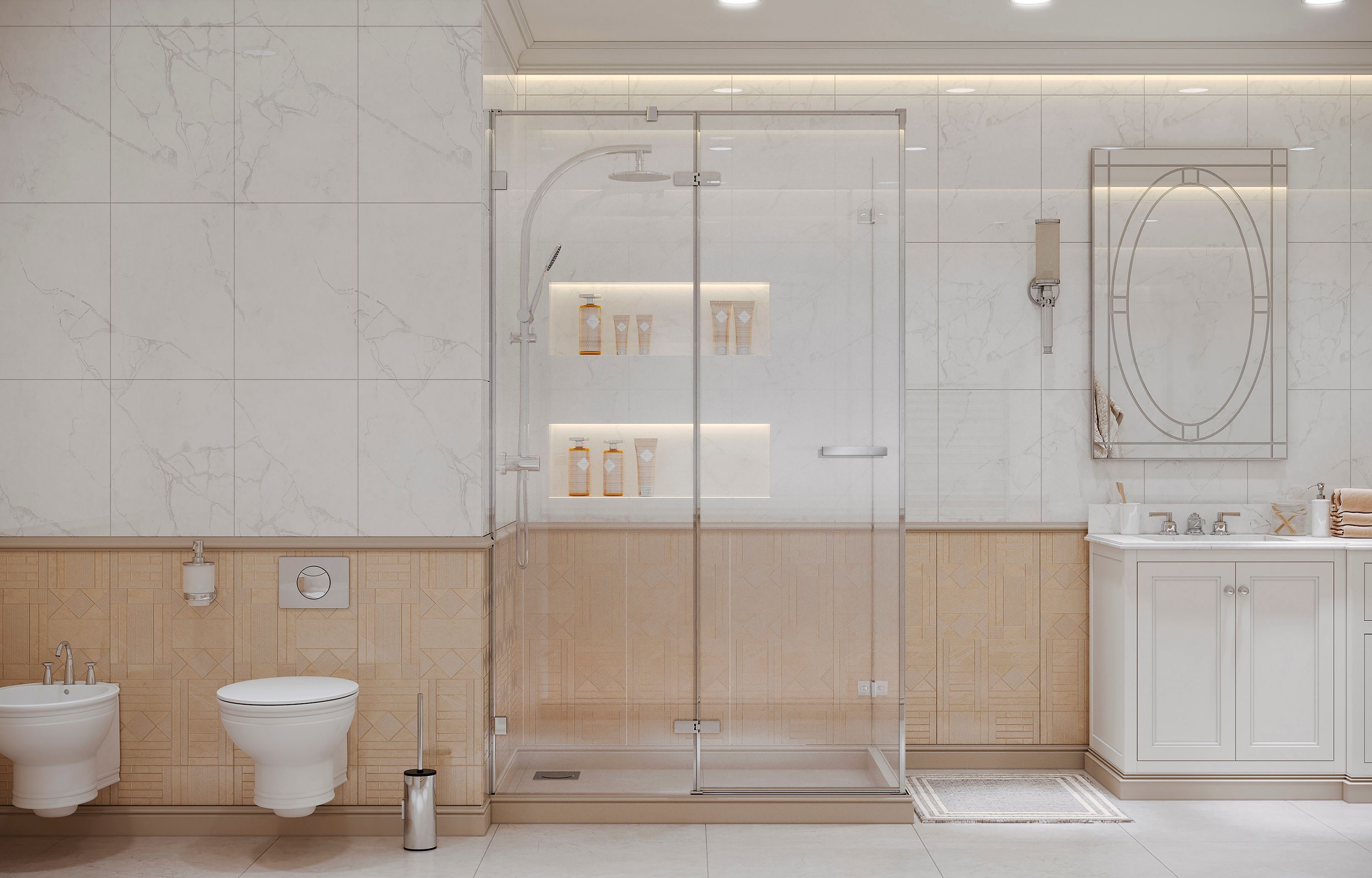 Прямоугольное душевое ограждение Ambassadro Amber 10011104L