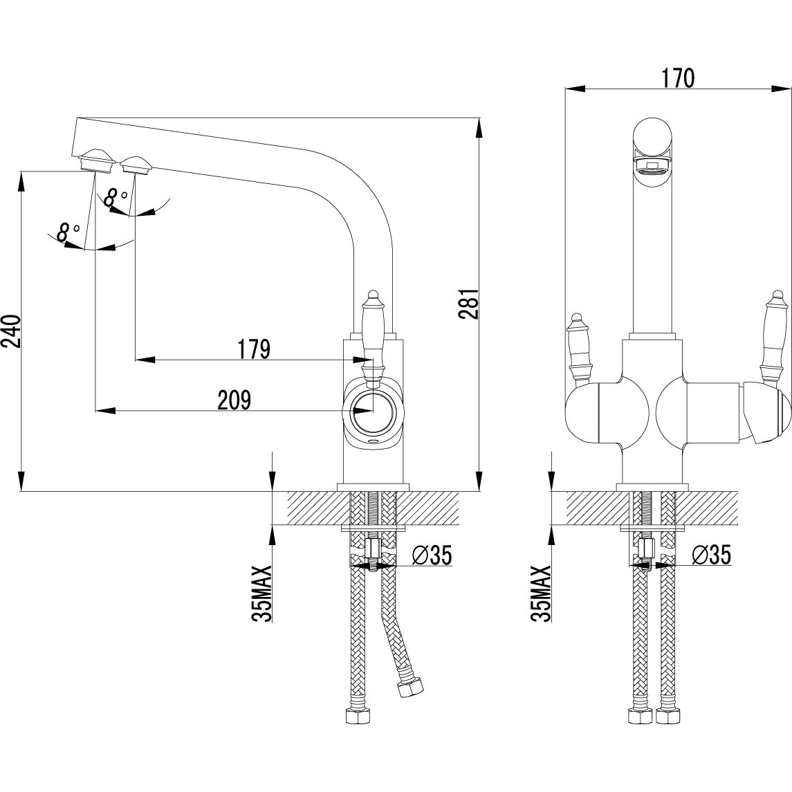 Смеситель для кухни с подключением к фильтру питьевой воды Lemark Villa, LM4861B