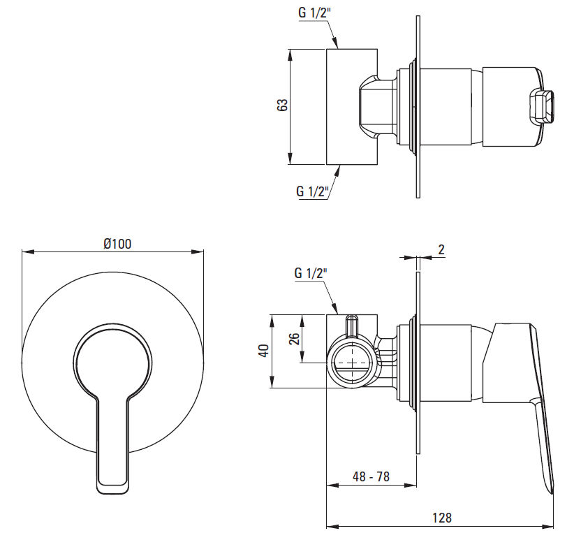 Смеситель скрытого монтажа 1 функция Deante Arnika Gold, BQA_Z44L
