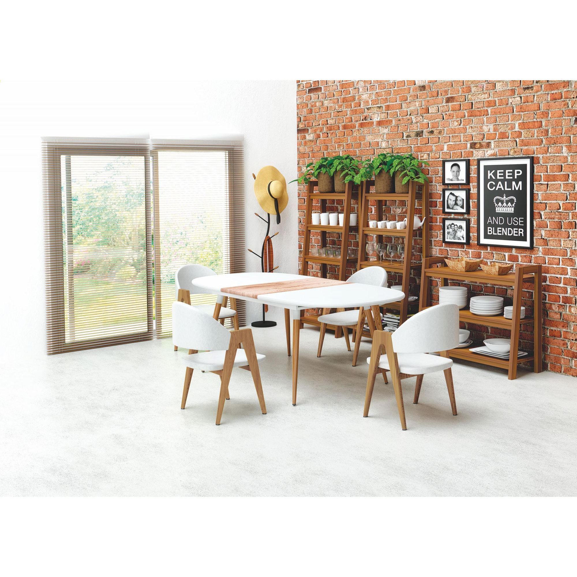 Стол обеденный Halmar Caliber раскладной белый матовый/дуб сан ремо, V-CH-CALIBER-ST