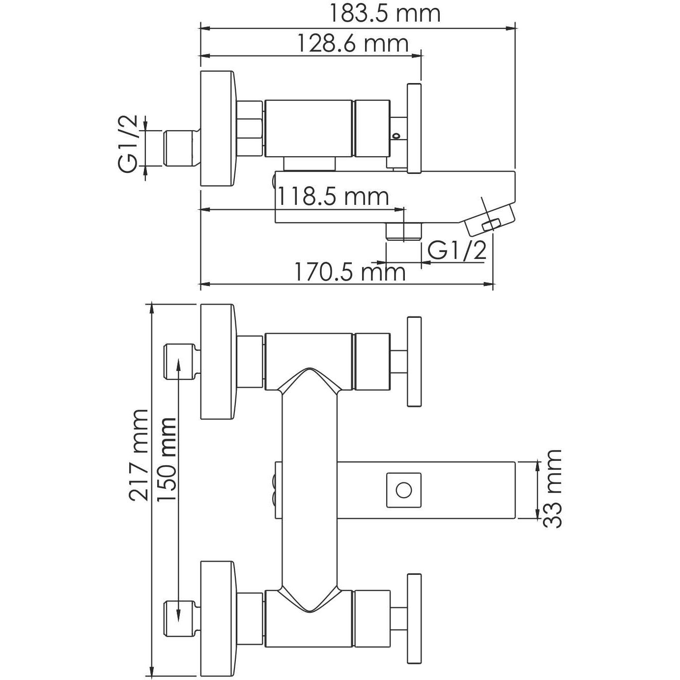 Смеситель для ванны с коротким изливом WasserKRAFT Weser, 7801