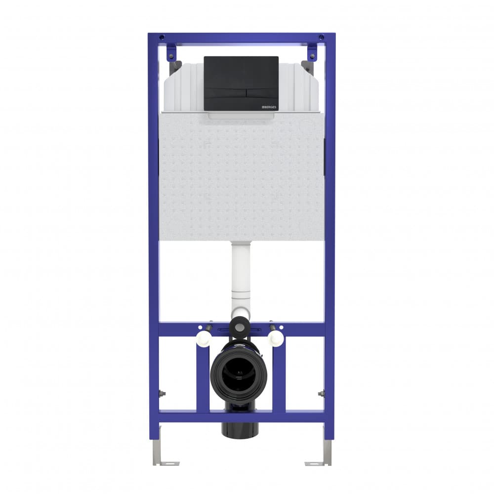 Инсталляция для скрытого монтажа унитаза Berges Novum кнопка F5 Soft Touch черная, 040255