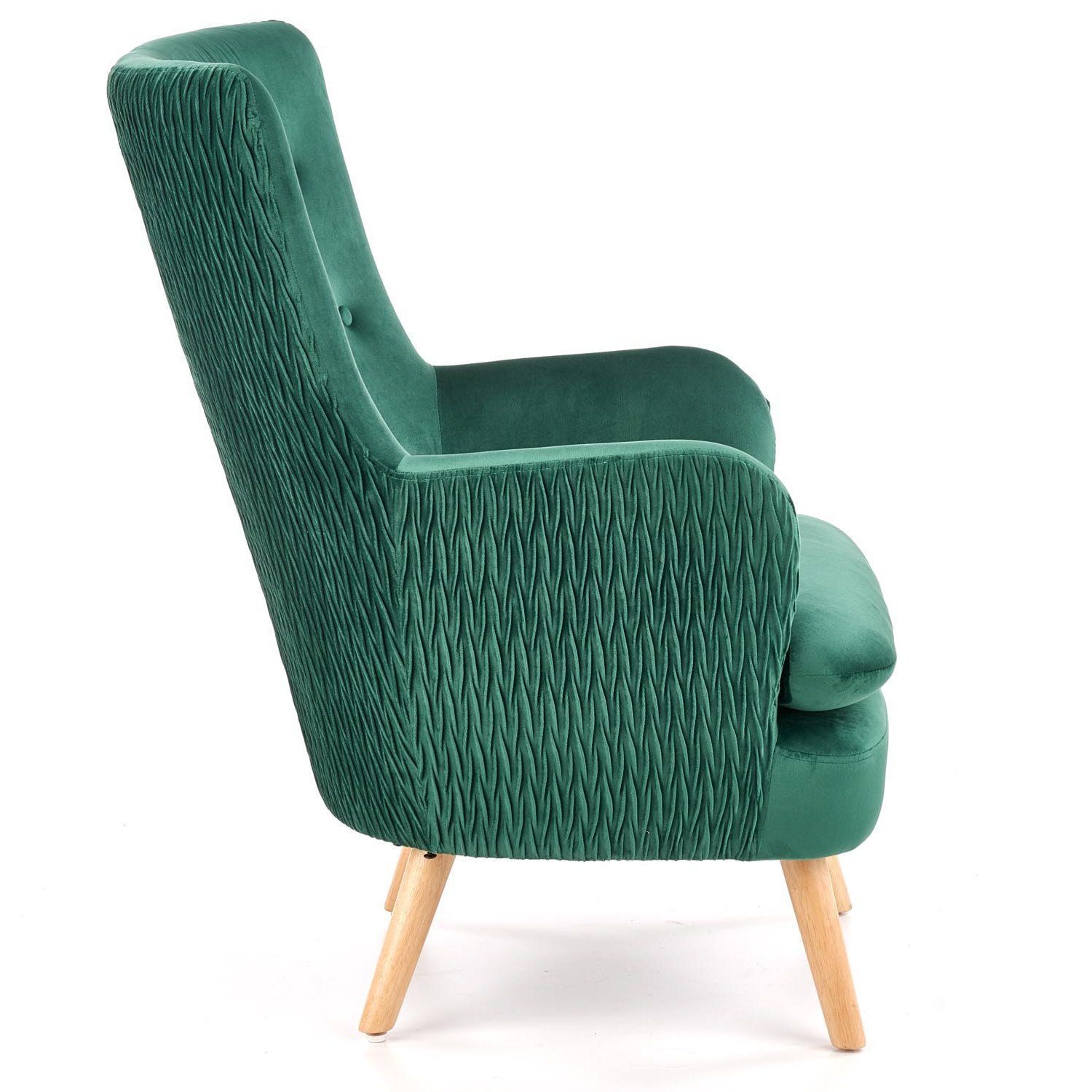 Кресло Halmar Ravel темно-зеленый/натуральный, V-CH-RAVEL-FOT-C.ZIELONY