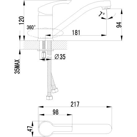 Смеситель для кухни с поворотным изливом Lemark Plus Strike, LM1104C