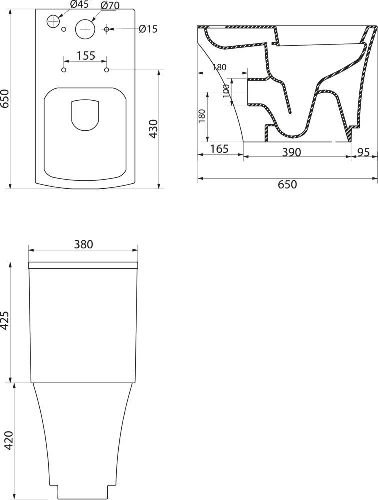 Чаша унитаза безободковая Belbagno Regina, BB104CP