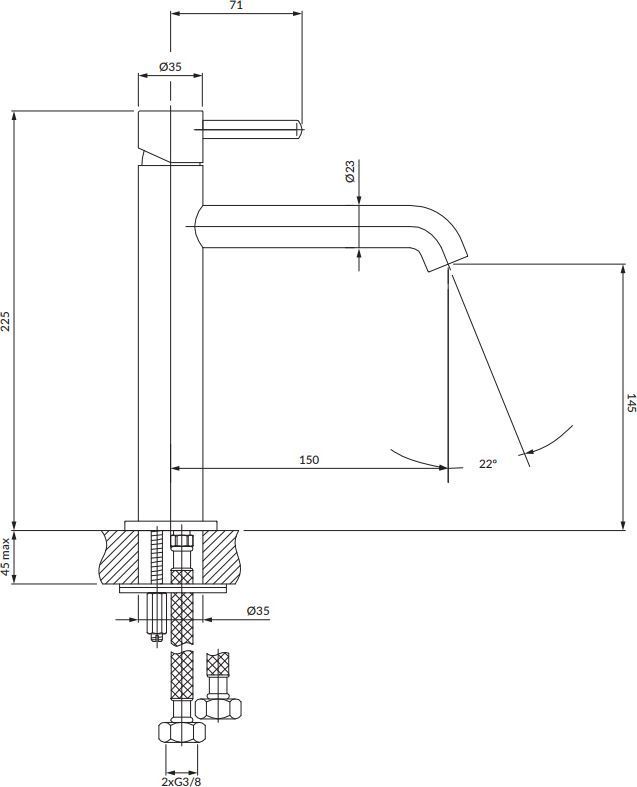 Смеситель для умывальника высокий Omnires Y, Y1212CCR