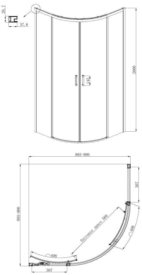 Полукруглое душевое ограждение Ambassadro Queen 11011101