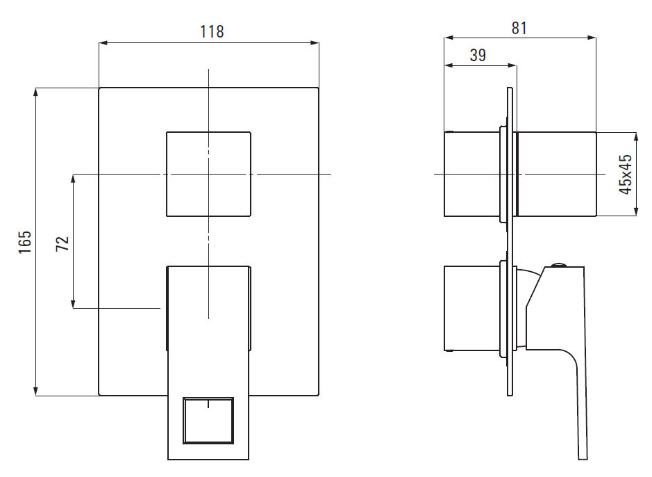 Накладка к боксу 3 функции Deante Anemon Bis Nero Box, BXY_NBZM