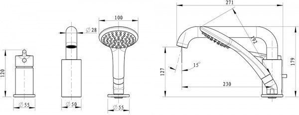 Смеситель для ванны Bravat Angel F5172217CP-1