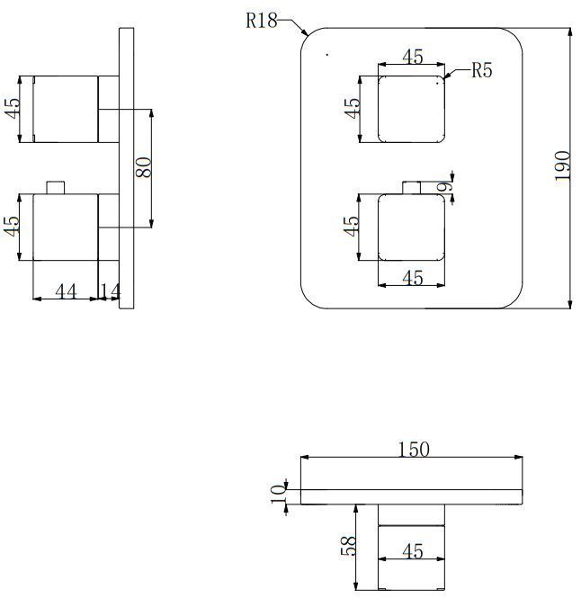 Термосмеситель для ванны скрытого монтажа Omnires Parma, PM7436BL