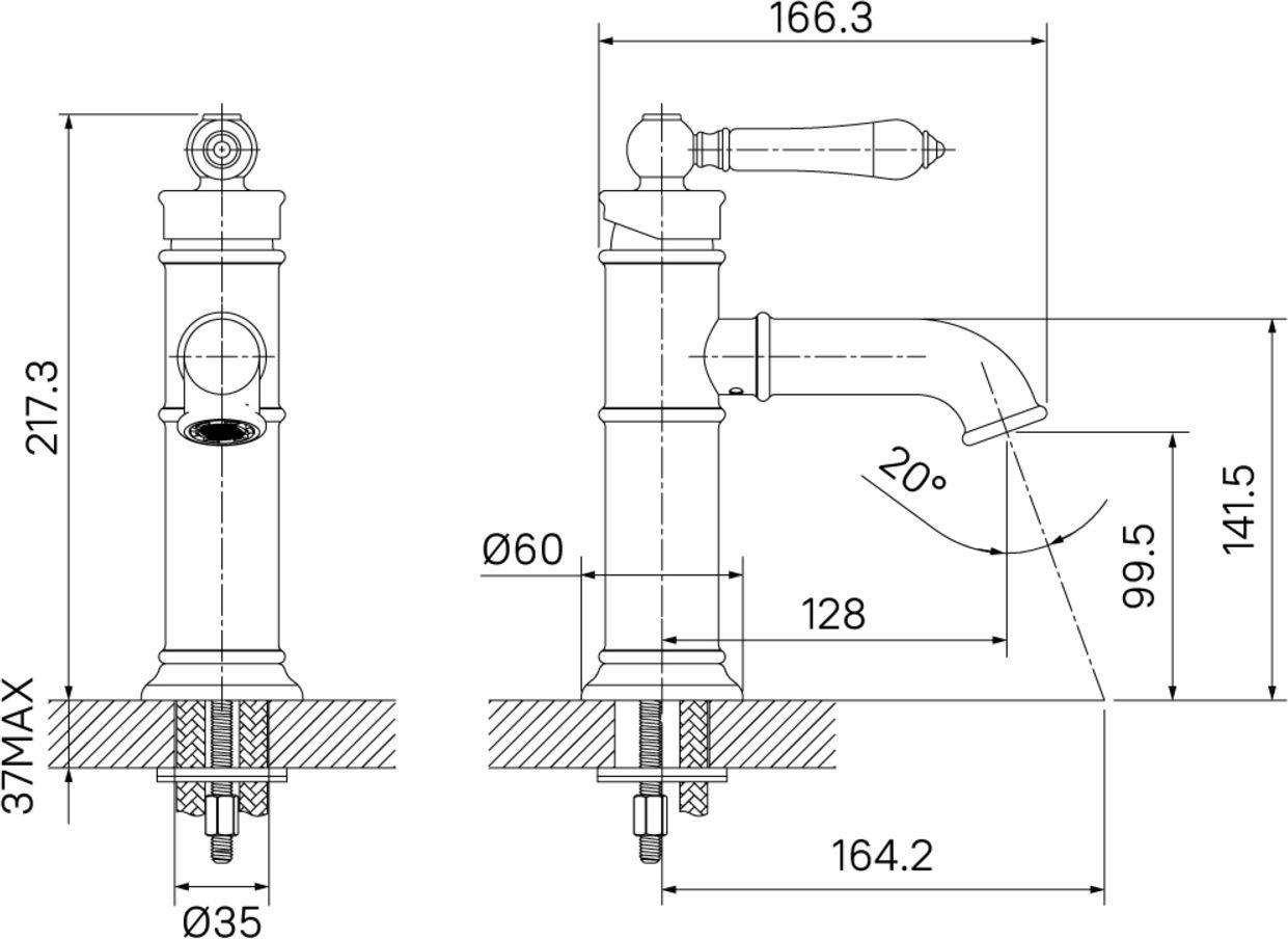 Смеситель для умывальника, Iddis Oxford, OXFSB00i01