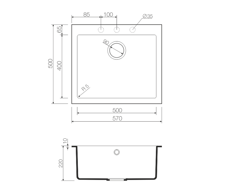 Кухонная мойка Omoikiri Bosen 57-BL, 4993145