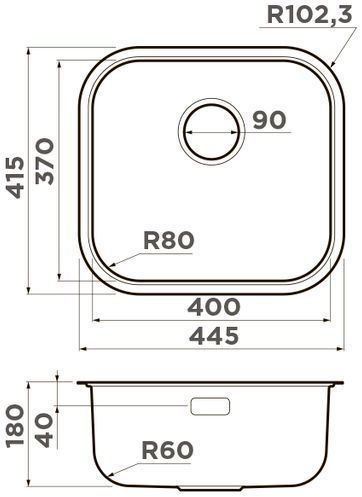 Мойка Omoikiri Omi 44-U/I-GM, 4993191