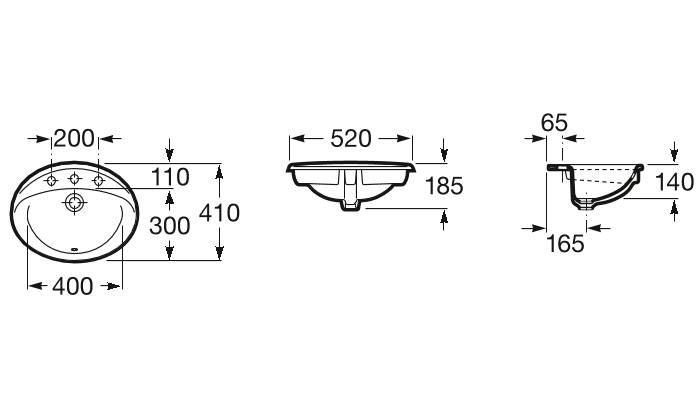Умывальник встраиваемый Roca Rodeo 52x41, A327866000