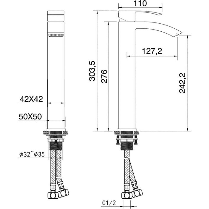 Смеситель для умывальника Vivi Felice 1025 Nero Opaco