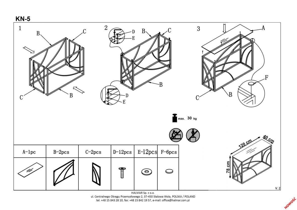 Консоль Halmar KN5 дымчатый/серебристый, V-CH-KN/5-KONSOLKA