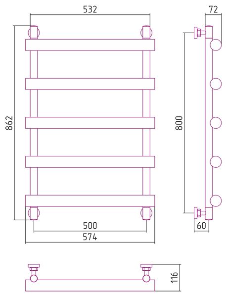 Водяной полотенцесушитель Сунержа Атлант 800x500