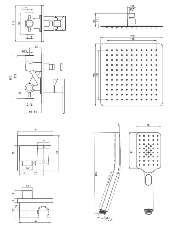 Душевая система скрытого монтажа Deante Alpinia, NAC_09LP