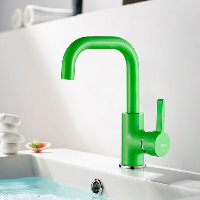 Смеситель для умывальника зеленый Ledeme L1099Z